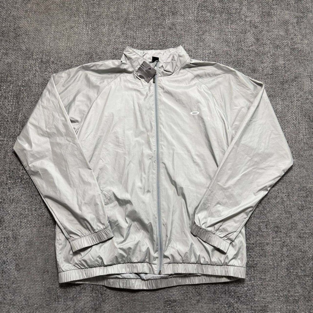 Oakley Windbreaker Jacket Mens‎ XL Silver Ripstop Full Zip Techwear NWT